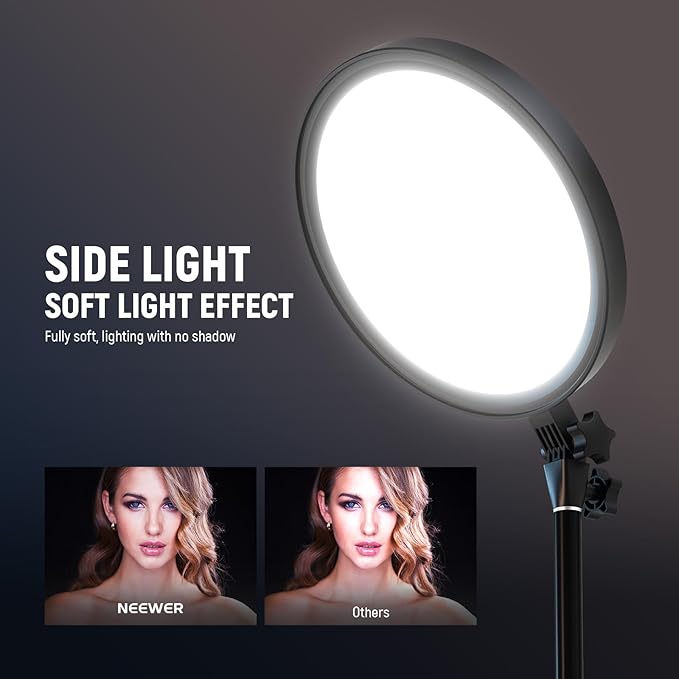 NEEWER Basics 12" 24W Large Ring Light with 68" Stand/Phone Holder/Remote for iPhone Video Recording Selfie Streaming Makeup Studio Photography, 3000K-6500K CRI98 Full Screen LED Panel Lighting, BR13