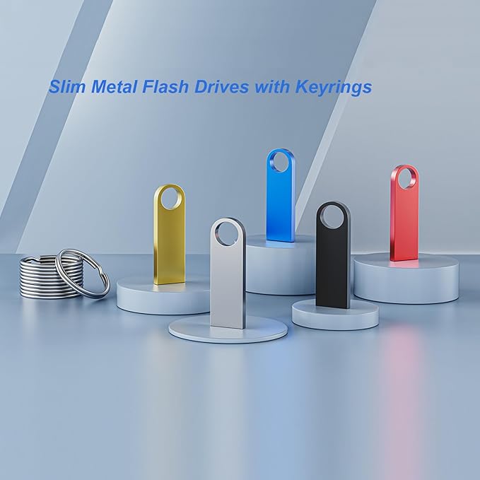 Customizable Flash Drives 1GB, Wooolken Personalized USB 2.0 Thumb Drives 10/20/50/100 Pack, Logo Pendrive Custom Memory Stick USB Engraved Logo (Metal)