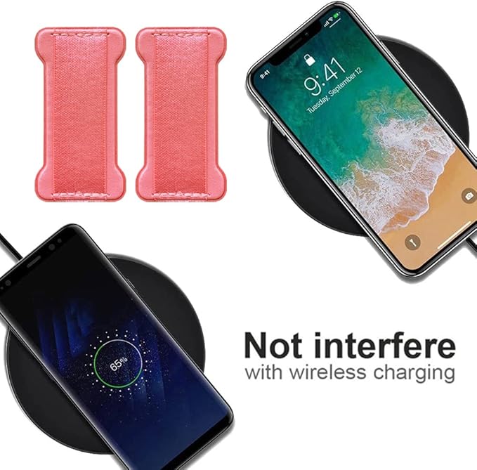 Cell Phone Finger Grip Strap Holder for Hand, Finger Strap Phone Holder, New Slim Finger Loop Selfie Grip Compatible with Most Smartphones -2Pack(Black Pink)