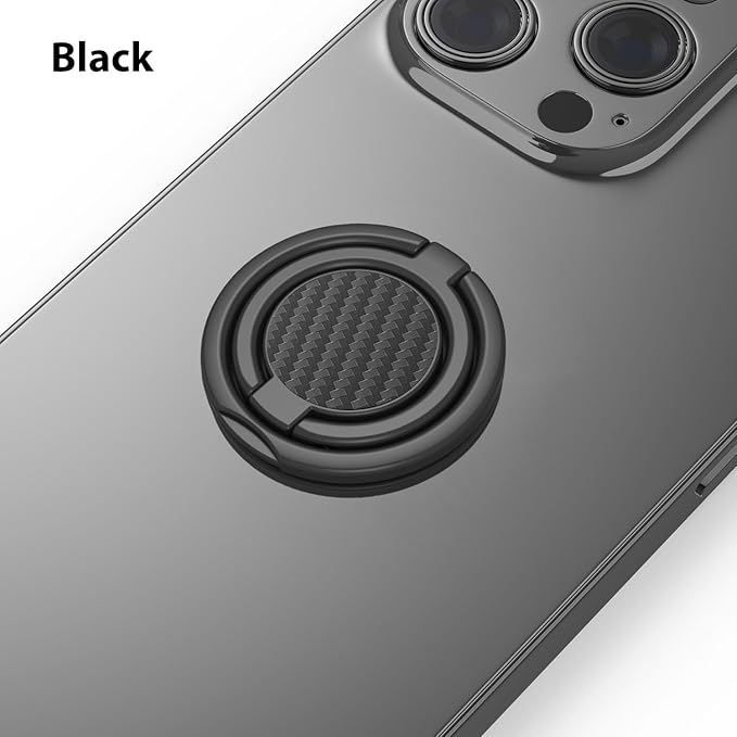 Phone Grip, Phone Ring Holder Finger Kickstand, Adjustable Metal Cell Phone Rings Gripper Stand Work with Magnetic Car Mount for iPhone Samsung &Other Phones - Black Weave