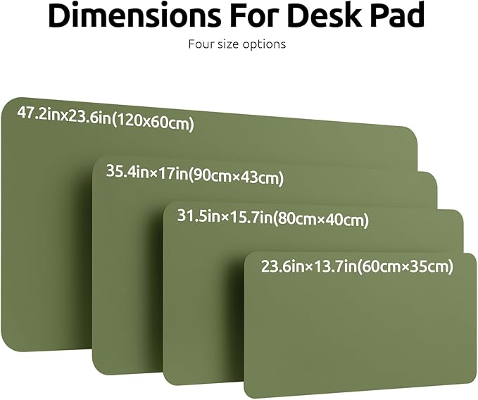YSAGi Leather Desk Protector, Office Mat, Large Mouse Mat, Non-Slip PU Leather Blotter, Laptop Desk, Waterproof Writing Pad for Office and Home (Green, 47.2" x 23.6")
