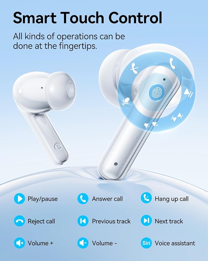 Wireless Earbuds, Bluetooth Ear Buds Headphones with LED Charging Case, Deep Bass Stereo Sound, 40 Hours Playtime, IP7, Lightweight in-Ear Earphones for iPhone Android Sports Workout