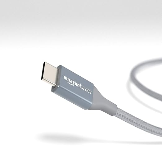 Amazon Basics USB-C to USB-A 2.0 Fast Charger Cable, Nylon Braided Cord, 480Mbps Speed, USB-IF Certified, for Apple iPhone 16/15, iPad, Samsung Galaxy, Tablets, Laptops, 10 foot, Dark Grey