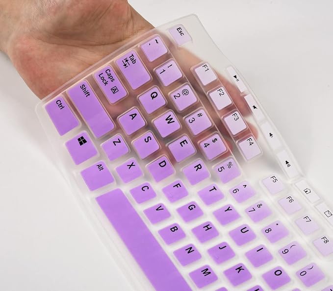 Keyboard Cover for Logitech MK370 MK270 MK295 Keyboard, Logitech MK270 K270 MK260 Keyboard Cover Skin Protector - Gradual Purple