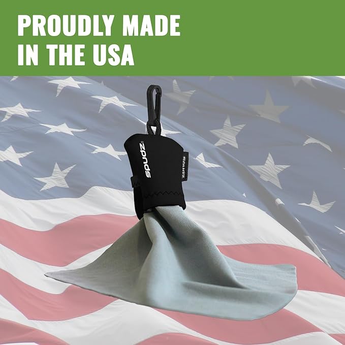 SPUDZ Ultra Microfiber Lens Cleaner – Closable Pouch, Clip-On, Washable – for Optics, Scopes, Glasses | USA Flag, 6 x 6 Inch (2-Pack)
