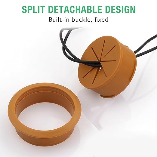 2 Pcs Desk Grommet 2-3/8" / 60 mm, Desk Hole Cover for Cables Coffee, Cable Grommet ABS Plastic, Desk Hole Grommet for Home & Office Pc, Detachable Cable Cord Organizer
