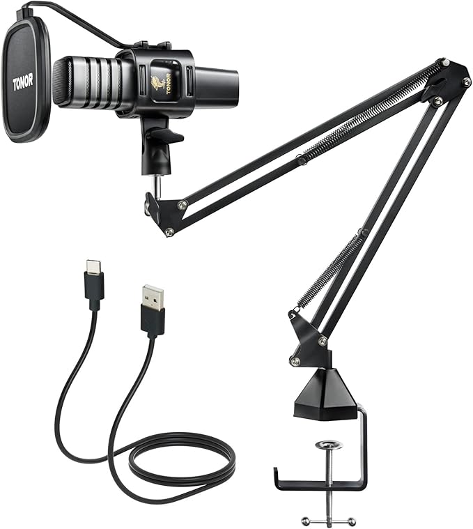 TONOR USB Microphone Kit, PC Podcast Recording Cardioid Condenser Computer Mic by TONOR