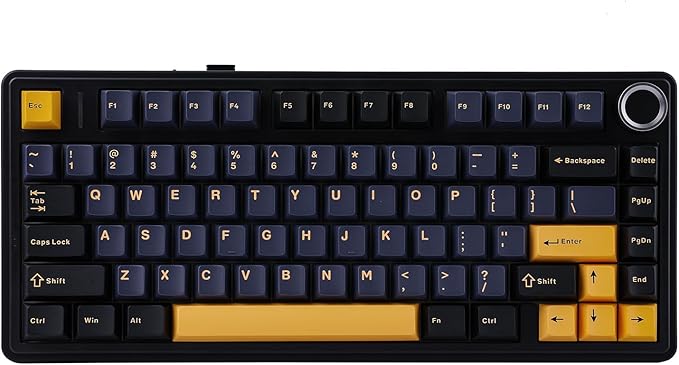 EPOMAKER x Aula F75 Gasket Mechanical Keyboard, 75% Wireless Hot Swappable Gaming Keyboard with Five-Layer Padding&Knob, Bluetooth/2.4GHz/USB-C, RGB (Black, Ice Vein Switch)