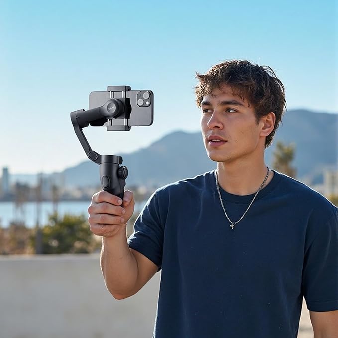 VEVOR Gimbal Stabilizer for Smartphone, 3-Axis Stabilization, Phone Gimbal for Android & iPhone with Face/Object Tracking, Tripod, Portable & Foldable Handheld Phone Stabilizer for Video Recording