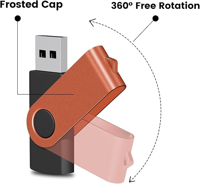 EASTBULL Flash Drives Bulk 32GB USB Thumb Drive 10 Pack USB 2.0 Memory Stick Swivel Pen Drive with Lanyard for Storage and Backup (32 GB 10 Colors)