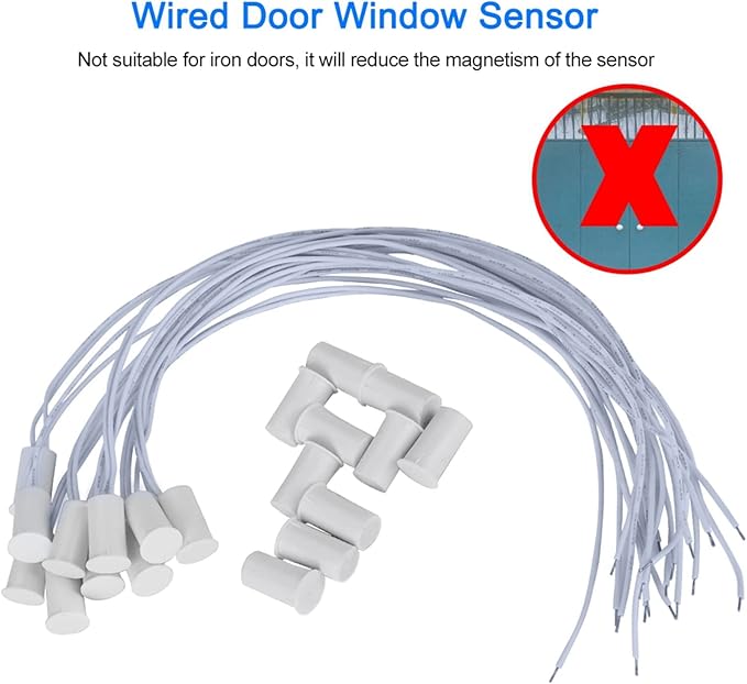 10Pcs 100VDC Recessed Door Sensor, 15mm-5mm Door Magnetic Reed Switch for Home Security Alarm Systems, Door Magnetic Sensors for Alarm Control Panels GND Port and N.C. Port