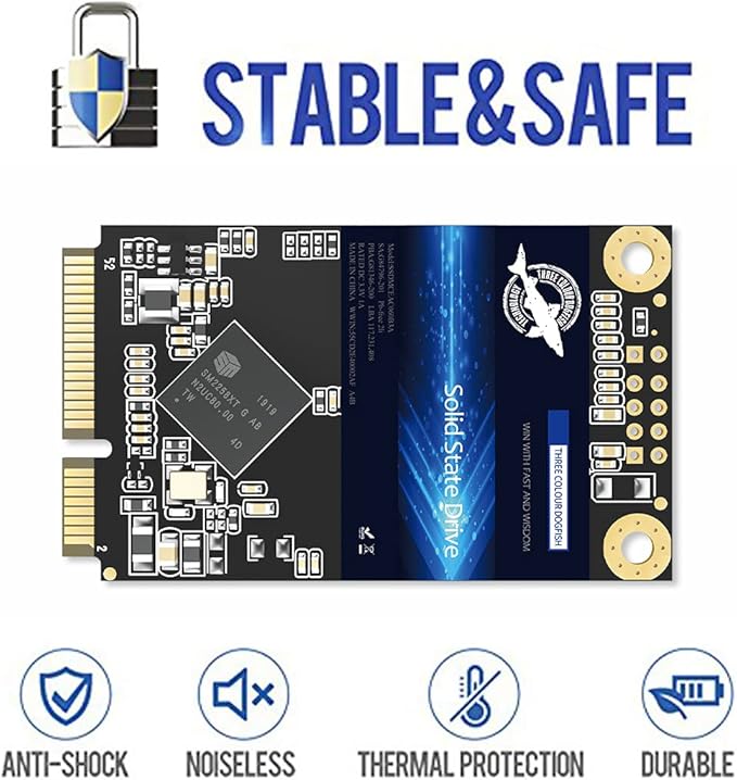 Dogfish mSATA SSD 120GB 3D NAND TLC SATA III 6 Gb/s, mSATA (30x50.9mm) Internal Solid State Drive - Compatible with Desktop PC Laptop - (MSATA 120GB)