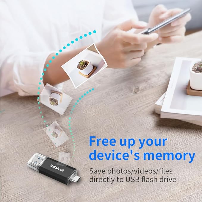 Thkailar USB C Flash Drive 256GB-USB Flash Drive with Type C and Type A 3.1 Port Compatible with Android Phone/PC/Mac Pro-Transfer Data(Black)