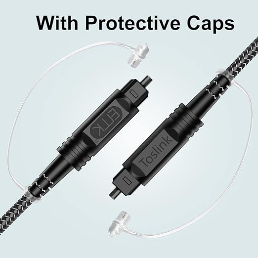 EMK Digital Optical Audio Cable [30 Feet/10M] - Slim Nylon Braided Toslink Fiber Optic Cable for Sound Bar, TV, Home Theater, PS4, Xbox, Blu-Ray Player & More - High-Speed SPDIF (Black1)