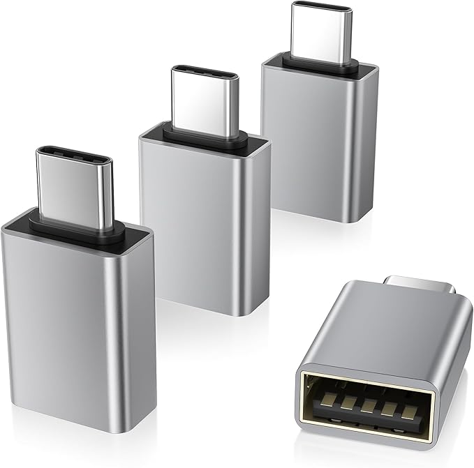 Elebase USB C Adapter for New iPhone 16 4Pack,USBC Male to USB 3.0 Female Adapter,Type C Thunderbolt 4 OTG Converter for Receivers Dongles,Hard Disk,Printers,Camera,Tablet,Laptop,Microsoft Surface