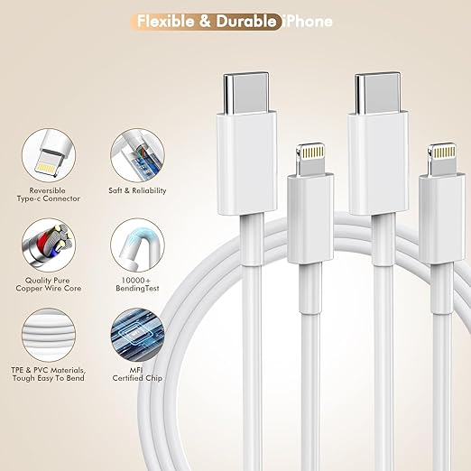 [Apple MFi Certified]10FT Fast iPhone Charger,Extra Long Apple Charger Fast Charging 2Pack 20W USB C Charger Block Plug + 10Foot Lightning Cable Cord for iPhone 14/Pro/Pro Max/Plus/13/12/11/XS/XR/X/SE