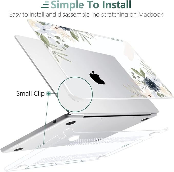 MEEgoodo Case for MacBook Air M4/M3/M2 13.6 inch 2025 2024 2022, Fit Model A3240 A3113 A2681, Compatible with MacBook Air 13 inch, Laptop Hard Shell Case with Keyboard Cover, Vintage Floral