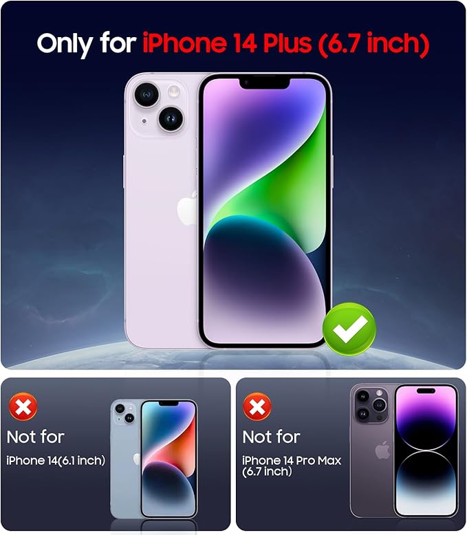 Magnetic for iPhone 14 Plus Case [Compatible with MagSafe][Built-in Camera Lens Protector] Slim Soft Silicone Bumper Shockproof Metallic Luster Phone Case (Blue)