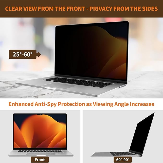 Removable Privacy Screen for Macbook Pro 13 Inch (2016-2022, M1, M2) & Macbook Air 13 Inch (2018-2021, M1 & Not for M2/M3/M4 Chip), Anti-Spy Blue Light Blocking Filter for Mac 13''