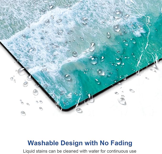 Beach Mouse Pad Custom Design, Square Waterproof Non-Slip Rubber Base Mouse Pad for Office Laptop, 9.5"x7.9"x0.12" Inch (Sea Waves)