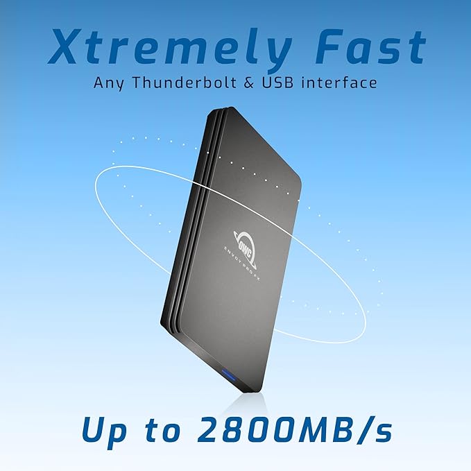 OWC 1TB Envoy Pro FX Portable Rugged External NVMe M.2 SSD Drive Thunderbolt 3, USB3.2 USB-C, up to 2800MB/s speeds, Drop/Shock Resistant Compatible with Mac and PC