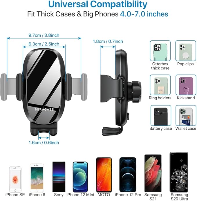 Miracase Cup Phone Holder for Car, [Upgraded Version] Adjustable Long Neck Car Cup Holder Phone Mount Cradle Friendly Compatible with iPhone Samsung Google and All Smartphones, Red