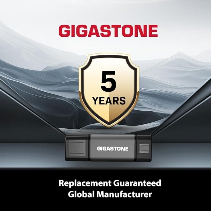 GIGASTONE 32GB Dual Flash Drive (5 Pack) Z40 USB 3.2 Gen 1, 2-in-1 Type-A & Type-C, 100MB/s Ultra Fast, Head Cap Design, Plug & Play for Smartphone/PC/Mac/TV/Car Audio, USB 2.0/3.0/3.1 Compatible