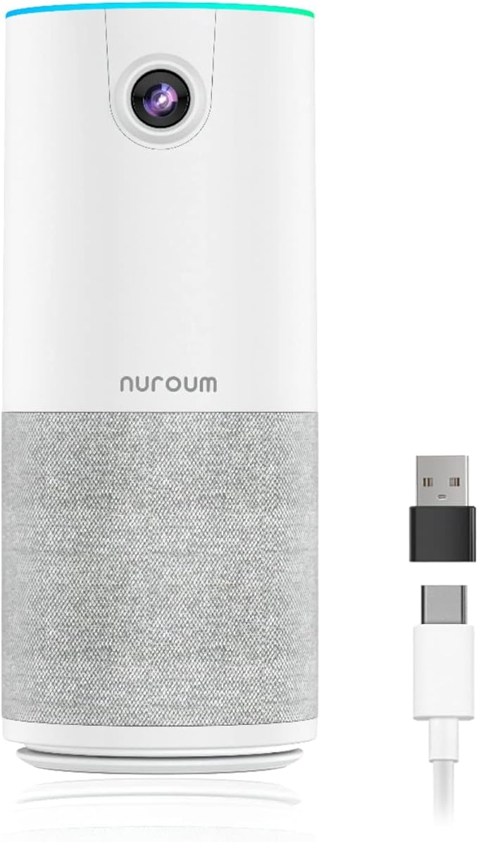 NUROUM C10(2nd Gen) 1080P Conference Webcam with Microphone Speaker, Portable All in One Computer Camera for Video Conference, AI Noise Cancellation & AGC, USB Plug&Play for PC/Desktop Zoom/Teams