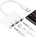 USB C to 3.5mm Audio Adapter, 3-in-1 Aux to USB C Headphone Splitter with PD Fast Charging, 3.5mm to USB C Headphone Jack Adapter Compatible with iPhone 15/16, iPad Pro, Galaxy S24/S23, and More