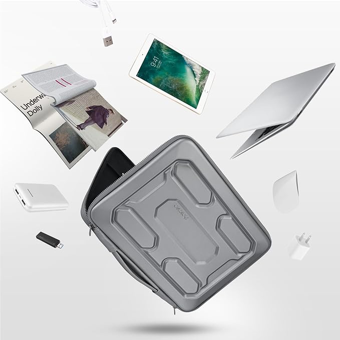 DOMISO 15.6 inch Laptop Sleeve with Handle Shockproof Waterproof EVA Protective Case for 15.6" Yoga 720 IdeaPad 310 320 ThinkPad T570/Legion 5 Gen 6/HP Envy 15/15.6" Notebooks, Silver