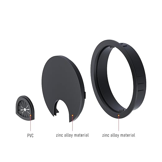 2 Pack Desk Grommet 2 Inch 50mm, Zinc Alloy Computer Desk Wire Hole Cover, Office Desktop Cord Cable Hole Metal Ring, Black