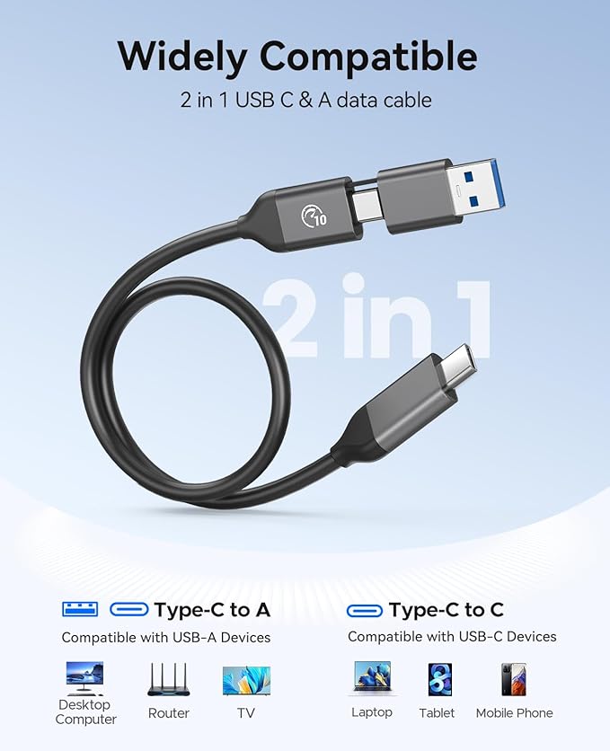 ORICO Portable SSD 4 TB with 2 in 1 USB C Cable, External Solid State Drives, Up to 460MB/s, Status Indicator, Reliable Storage for USB-C Smartphone, Tablet, PC - B5PLUS