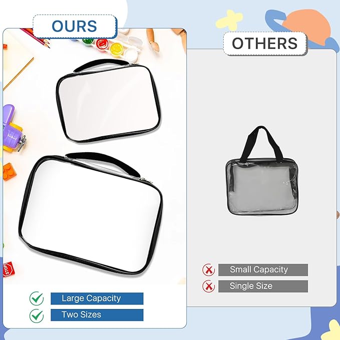 8 Pcs Toy Storage Bags, Clear PVC Zippered Organizing Bags with Handles, Travel Waterproof Organizer for Small Items Building Blocks Puzzle Board Games(13.2x9.4x2.4 In, 9x6.3x2.4 In)