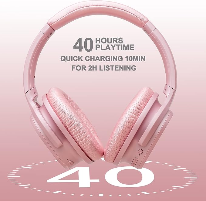 ZIHNIC Active Noise Cancelling Headphones, 40H Playtime Wireless Bluetooth - Image 3