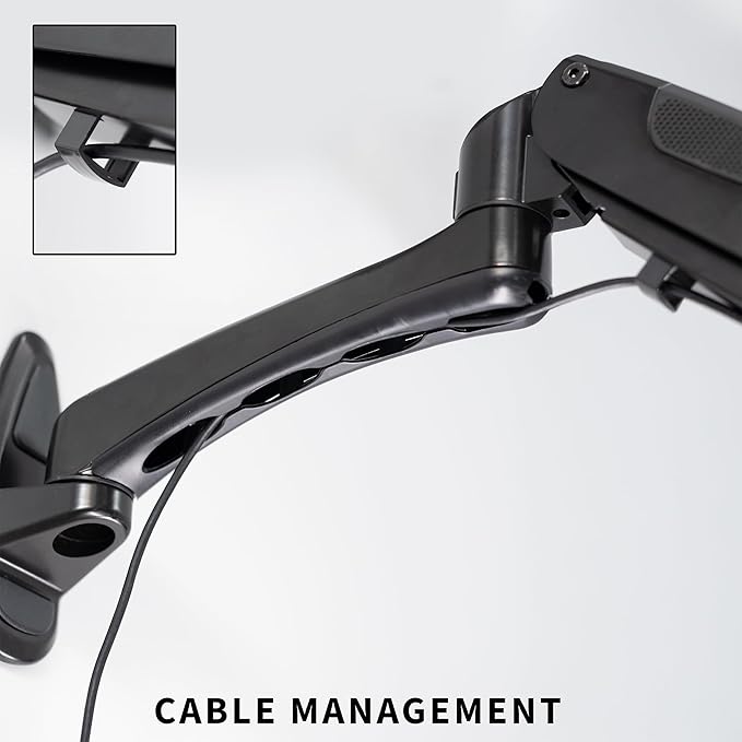 VIVO Sit-Stand 24 Inch Pneumatic Spring Keyboard and Mouse Tray Wall Mount, Counterbalance Height Adjustable Typing Platform, Ergonomic Tilt, Black, MOUNT-KB35B