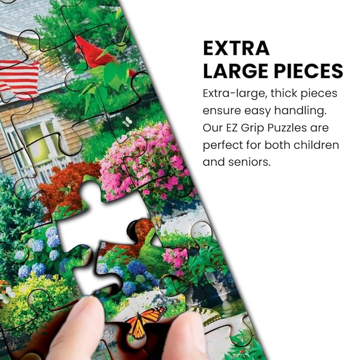 MasterPieces - 300 Piece Jigsaw Puzzle, Large EZ Grip Shapes, Cabin Crossing, Fun for Adults, Seniors, Family, Kids, Non-Glare Finish, 18"x24"