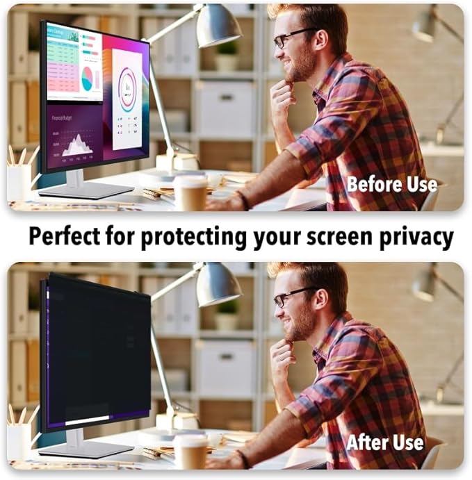 Magnetic Computer Privacy Screen Filter 27 Inch, Removable Hanging Aluminum Alloy Privacy Shield for 16:9 Widescreen Monitor, Anti Spy Anti Scratch Anti Glare Blue Light Screen Guard