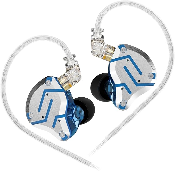 KZ ZS10 Pro in Ear Monitor,Bass KZ Earbuds,4BA 1DD Wired Earbuds Headphone Multi Driver IEM Earphone for Systerm,IEM Headphone on Stage in Ear Monitor for Singer Guitarist (Glare Blue, No Mic)