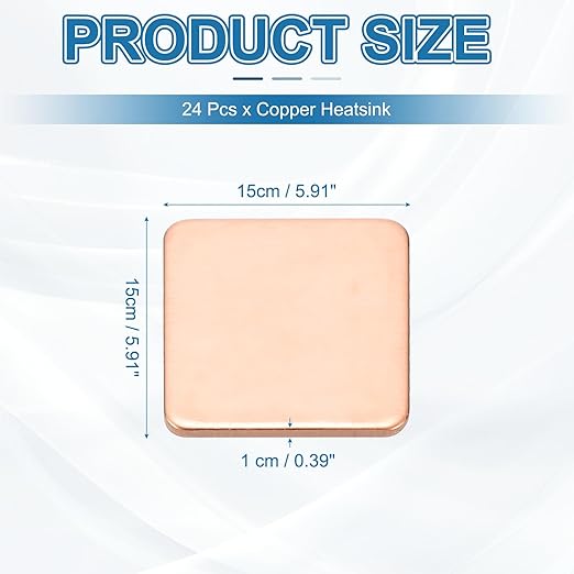 PATIKIL Copper Heatsink Pad Shims, 24 Pcs 15x15x1mm Copper Pad Shim IC Chipset GPU CPU Thermal Heatsink for Cooling Laptop Desktop Computer