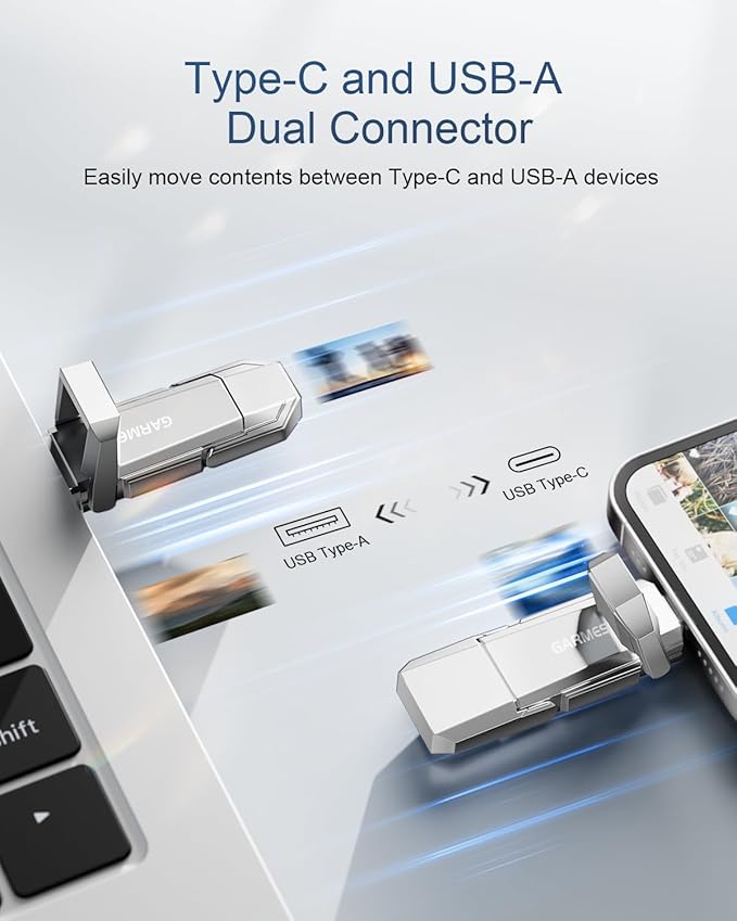 128GB USB C Flash Drive Up to 450MB/s USB 3.2 Solid State Thumb Drive 2-in-1 Dual Flash Drive Data Storage Memory Stick Compatible with Smartphone Tablet Computer Game Console