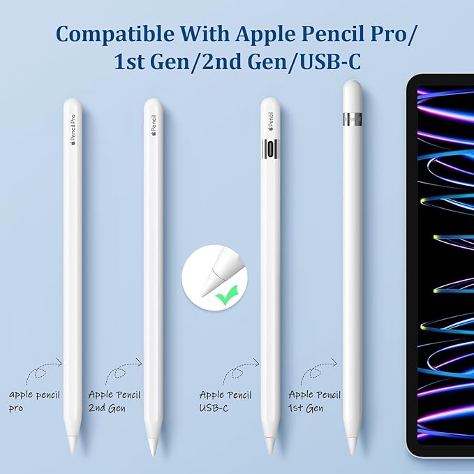 Replacement Tips for Apple Pencil 1st/2nd Gen,No Wear Out Upgraded Apple Pencil Tips,Pencil Nibs for Precise Control - Replacement Tips for iPad Pencil - 4 Pack White