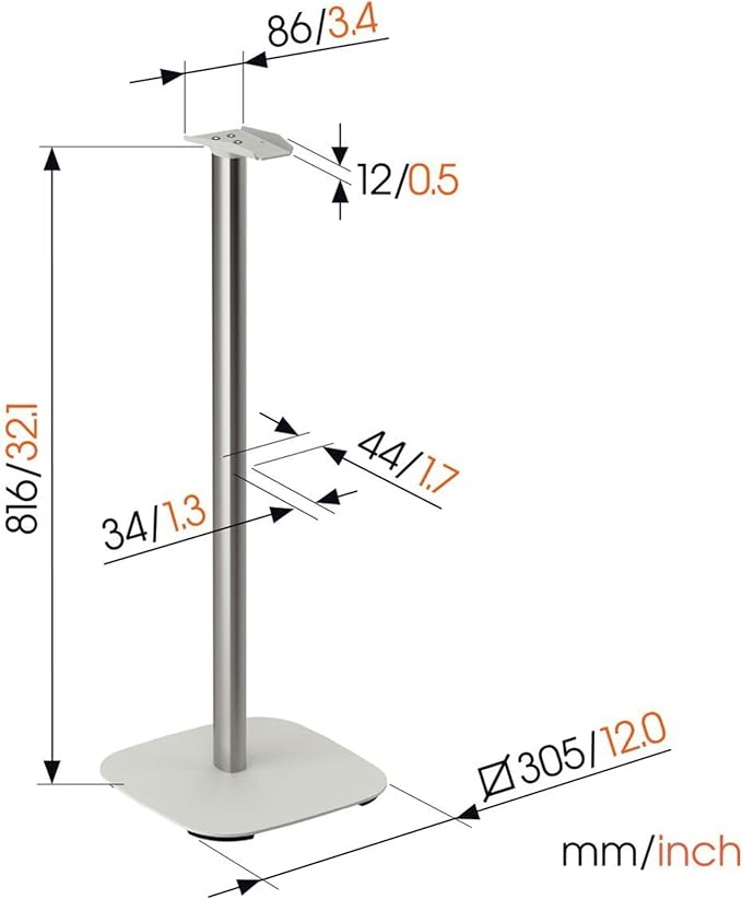 Vogel's SFS 4133 Speaker Floor Stand for Sonos ERA 300, Cable Inlay System, Height: 32,3 inch (82 cm), Exceptionally Stable, White, 1 Floor Stand