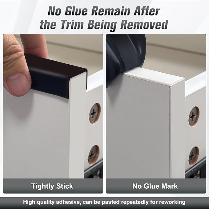 Rubber Edge Trim, Self Adhesive U Channel Edge Trim, Big Size U Shaped Trim, Edge Banding for Plywood, Woods, Shelf, Cabinet, Countertop, Fit for 1/2", Length 20Ft, Black
