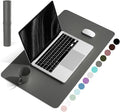 YSAGi Non-Slip Leather Desk Pad, Waterproof Laptop Computer Desk Keyboard Mat, Table Protector Blotter Mat, Large Mouse Pad for Office/Work/Home/Decor(Dark Gray, 23.6" x 13.7")