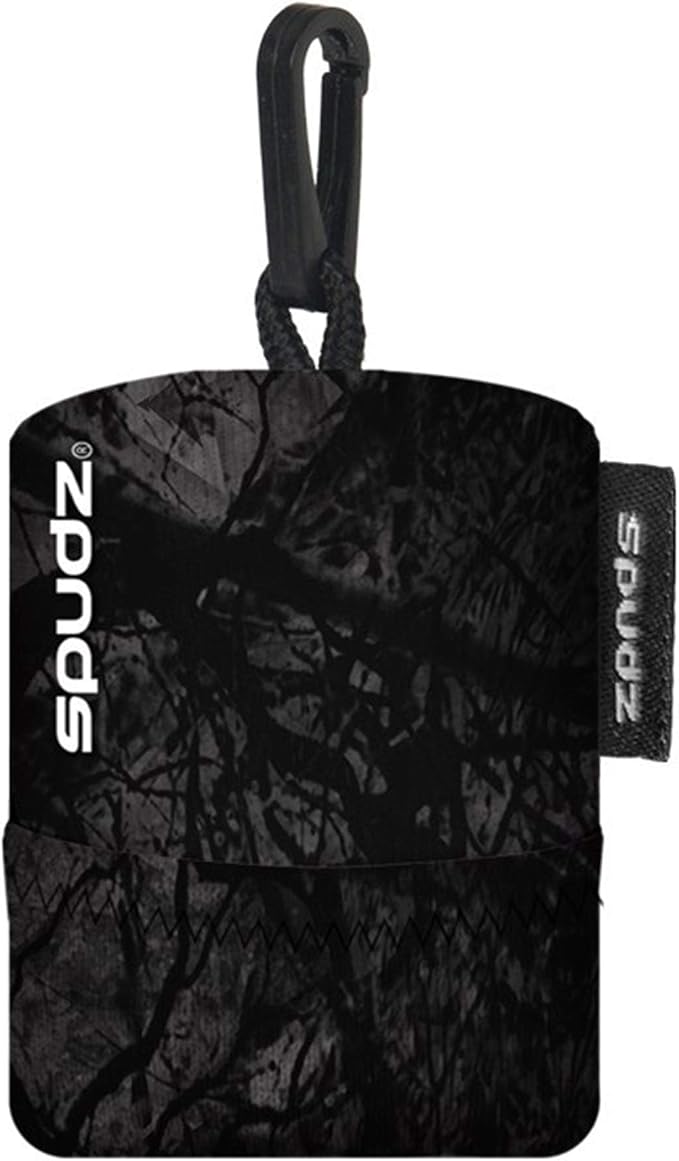 SPUDZ Ultra Microfiber Lens Cleaner – Closable Pouch, Clip-On, Washable – for Optics, Scopes, Glasses | Stealth Shadow, 10 x 10 Inch