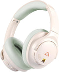 1Mii Y8+ Noise Cancelling Headphones Bluetooth, Wireless LDAC Hi-Res Audio, Custom EQ via App, 75H Playtime, Comfort Fit, Over Ear Headphones Foldable for Airplane Travel Home Office Beige Green