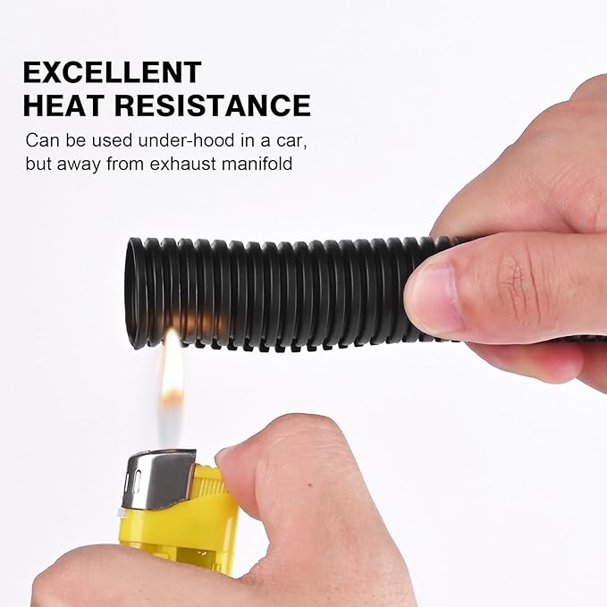 CrocSee 10ft - 1/2 inch Flame Retardant Split Wire Loom Tubing with Installation Tool - Flexible Wire Covers Cord Protectors - Black
