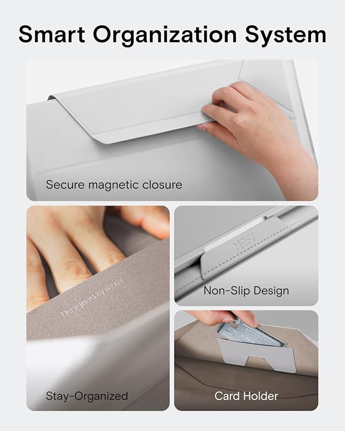 MOFT Laptop Carry Sleeve, 2-in-1 Laptop Bag & Stand for 13" MacBook Air/Pro & Dell/HP/Lenovo/Asus, Stylish Slim Computer Sleeve Bag with Expandable Storage for Computer Accessories, Misty Cove