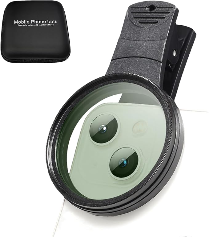 EMVANV 52mm Clip-on CPL Phone Camera Lens Filter, Phone Lens Filter Kit, Universal CPL Filter Compatible with iPhoneSamsung/Android Smartphones(Size:52mm)