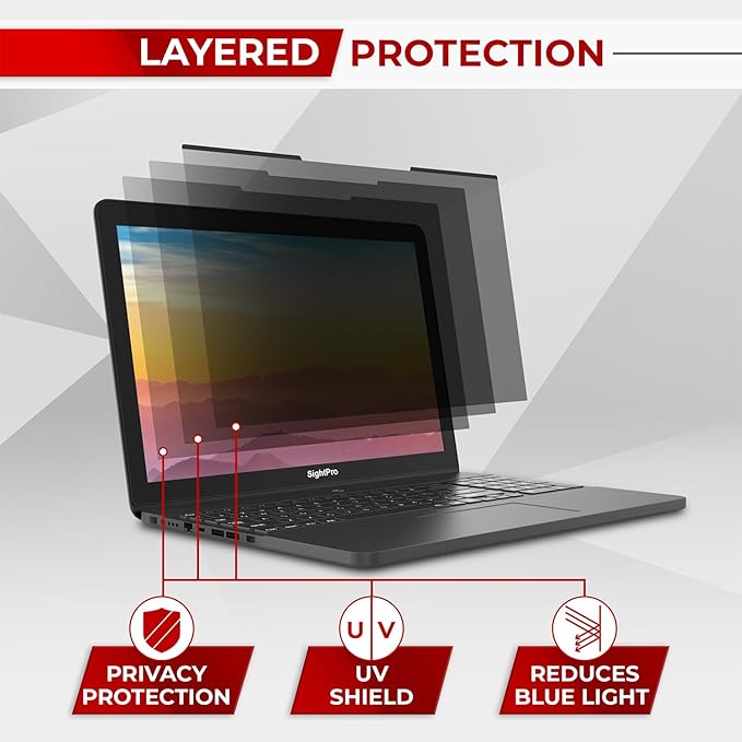 Magnetic Laptop Privacy Screen 15.6 Inch 16:9 - Removable Computer Privacy Filter Shield and Protector